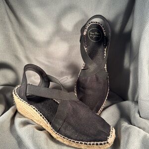Black Espadrille Wedge Sandals